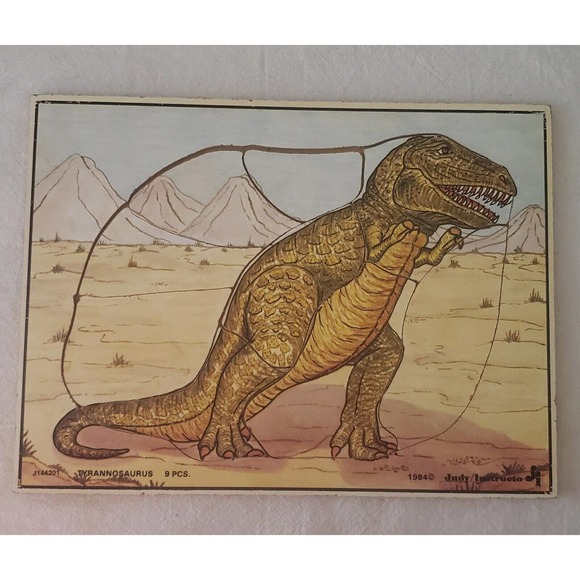 Vintage Preowned Judy/Instructo Wooden Puzzle Tyrannosaurus - Picture 1 of 1
